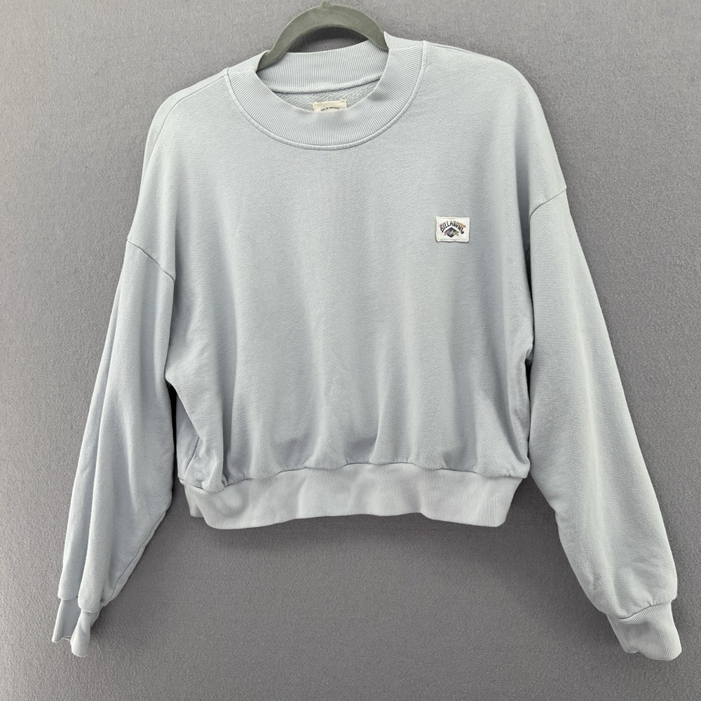 Vintage 1980 Billabong Faded Light Ice Blue Cropped Crewneck Sweatshirt Size M